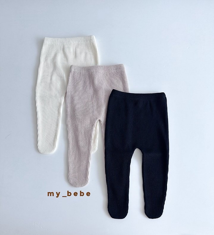 My Bebe - Korean Baby Fashion - #babyootd - Fine Rib Footed Leggings