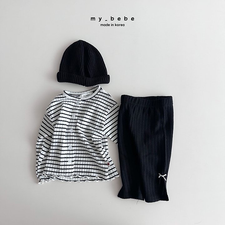 My Bebe - Korean Baby Fashion - #babyootd - Stripe Wave Cardigan - 10