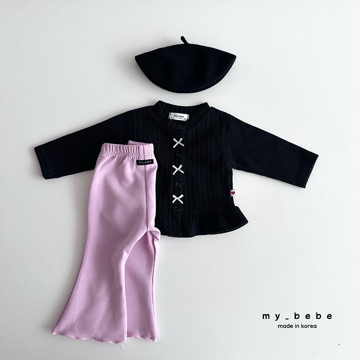 My Bebe - Korean Baby Fashion - #babyootd - Frill Ribbon Cardigan - 9