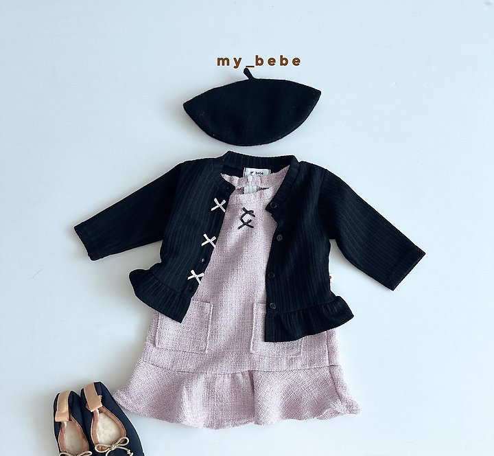 My Bebe - Korean Baby Fashion - #babyootd - Ribbon Tweed One-piece - 7