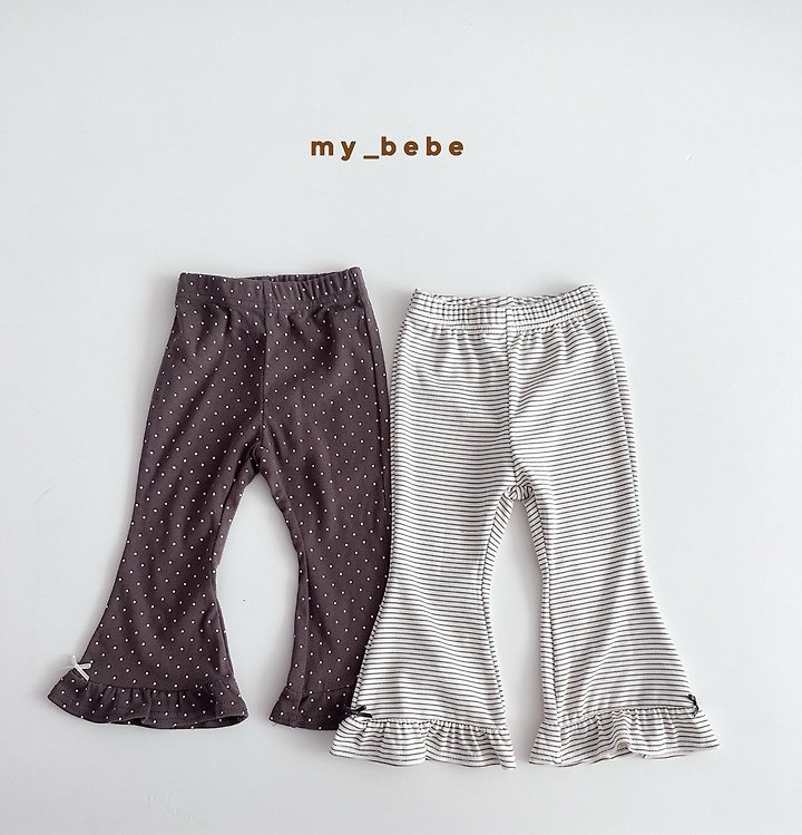 My Bebe - Korean Baby Fashion - #babyootd - Seam Frill Bootcut Pants - 2