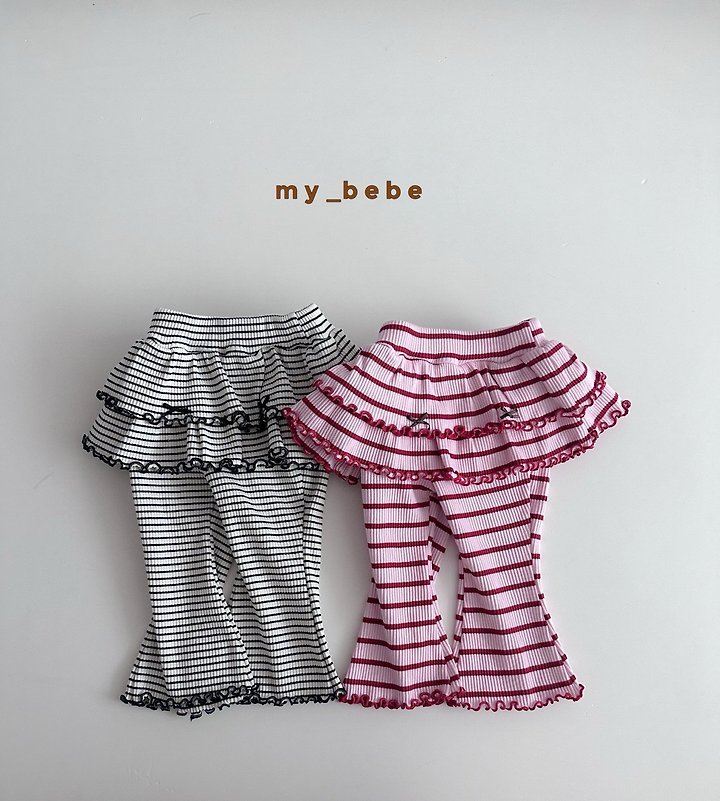 My Bebe - Korean Baby Fashion - #babyoutfit - Double Ribbon Tiered Pants - 2