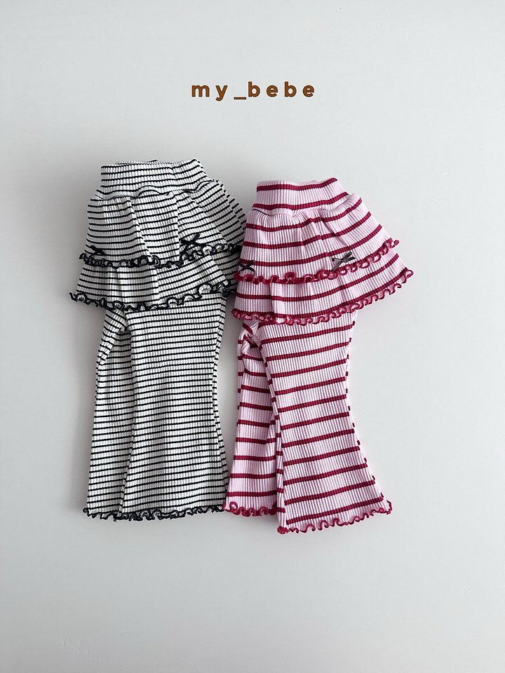 My Bebe - Korean Baby Fashion - #babyoutfit - Double Ribbon Tiered Pants - 3