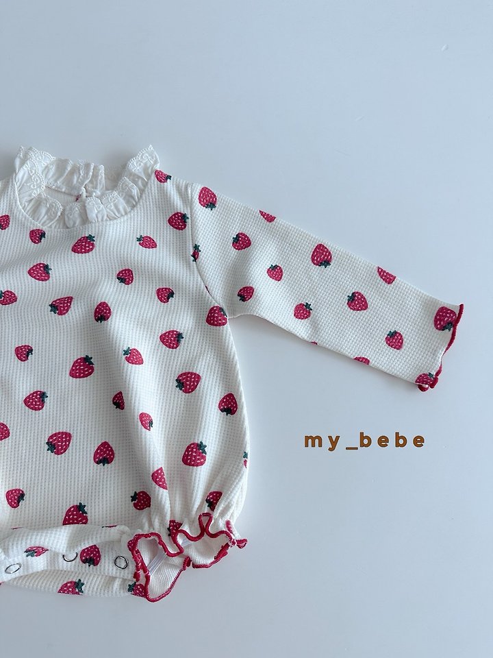 My Bebe - Korean Baby Fashion - #babyoutfit - Waffle Lace Suit (Bonnet Set) - 9