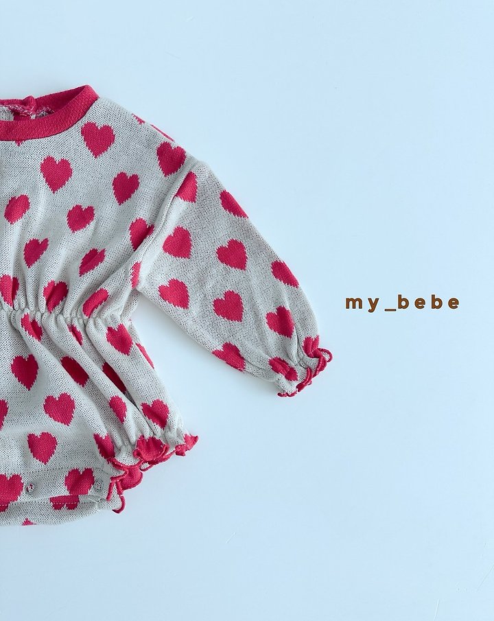 My Bebe - Korean Baby Fashion - #babyoutfit - Heart Banded Suit - 7