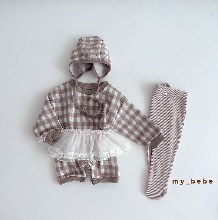 My Bebe - Korean Baby Fashion - #babyoutfit - Jacquard Bodysuit (Bonnet Set) - 6