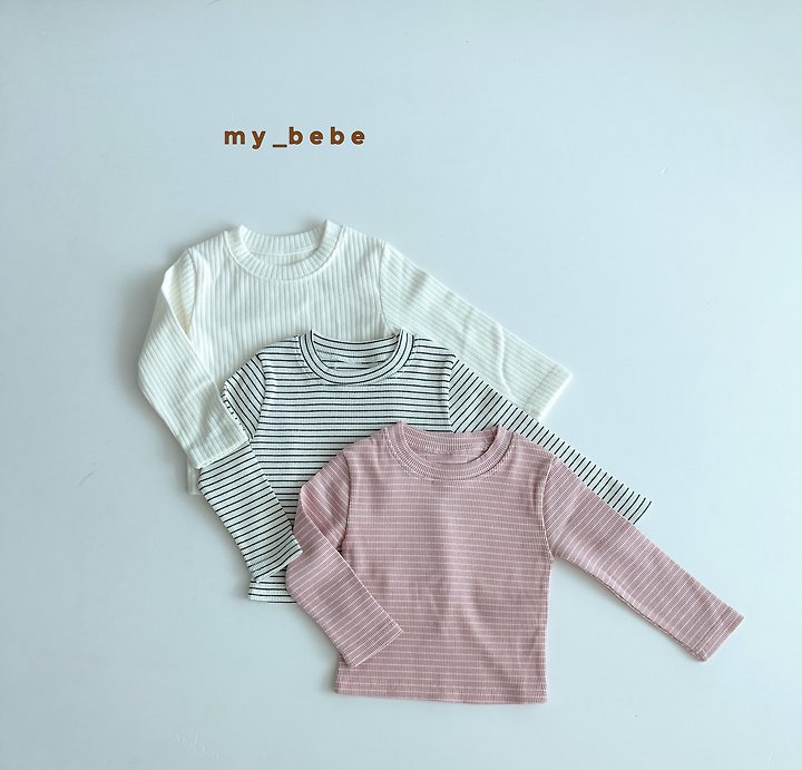 My Bebe - Korean Baby Fashion - #babyoutfit - Basic Rib Long Sleeve Tee - 2