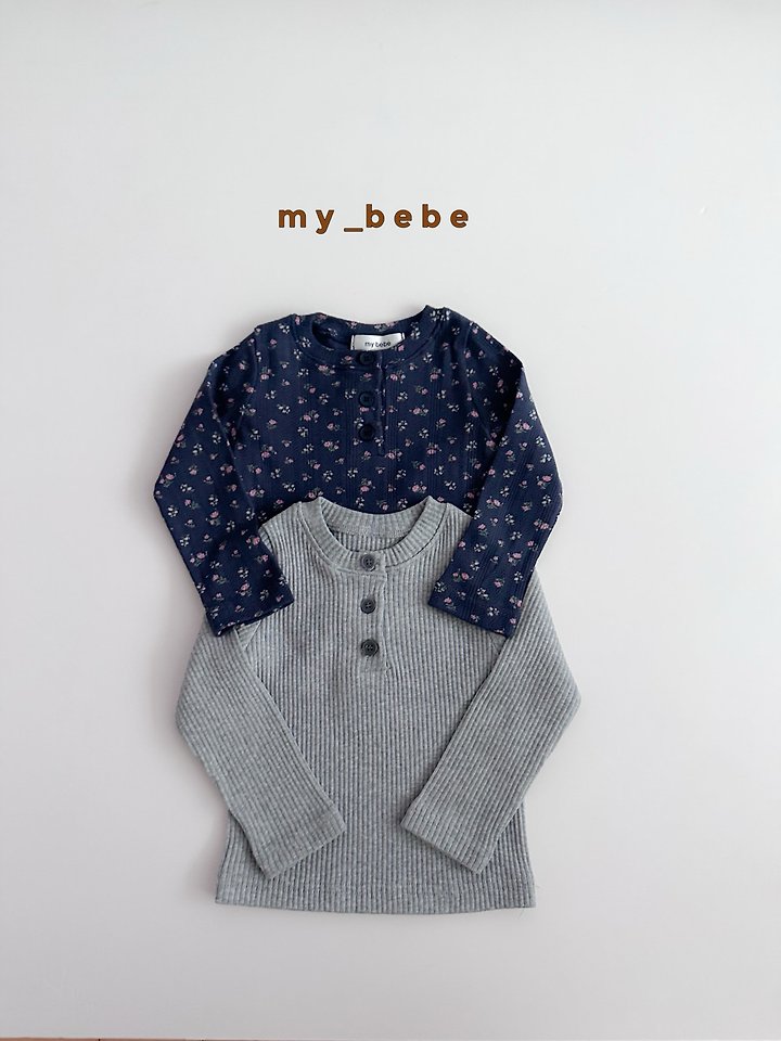 My Bebe - Korean Baby Fashion - #babyoutfit - Henley Long Sleeve Tee - 2