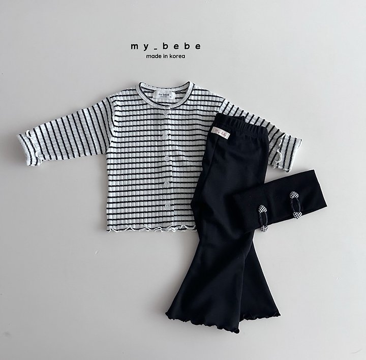 My Bebe - Korean Baby Fashion - #babyoutfit - Stripe Wave Cardigan - 11