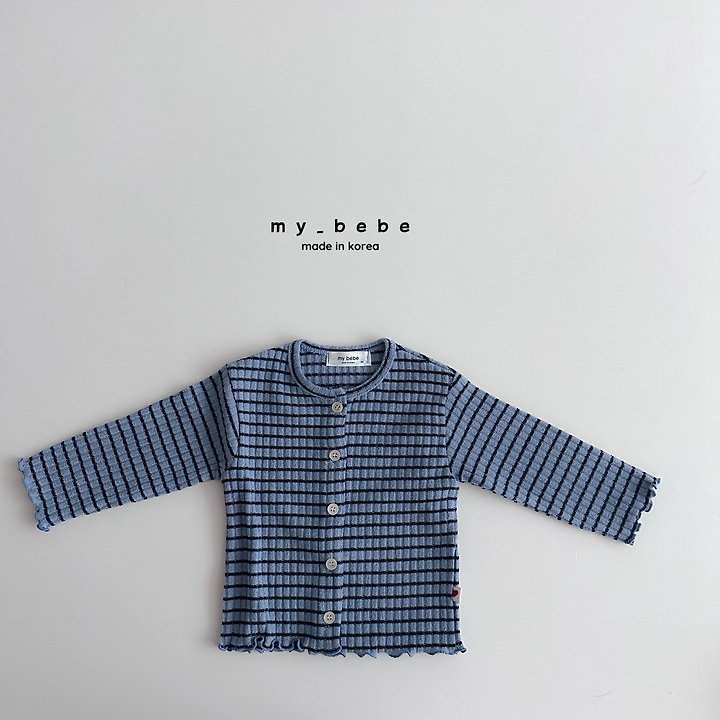 My Bebe - Korean Baby Fashion - #babyoutfit - Stripe Wave Cardigan - 12