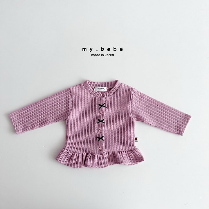 My Bebe - Korean Baby Fashion - #babyoutfit - Frill Ribbon Cardigan - 10