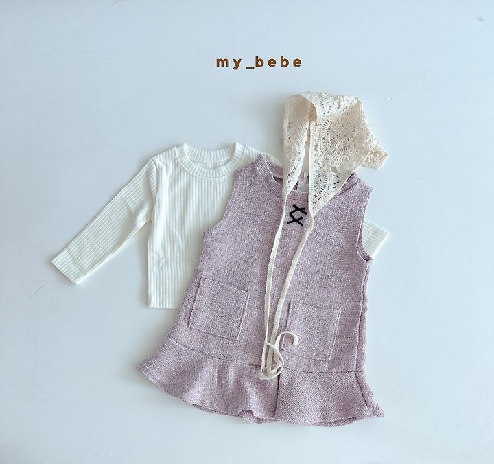 My Bebe - Korean Baby Fashion - #babyoutfit - Ribbon Tweed One-piece - 8
