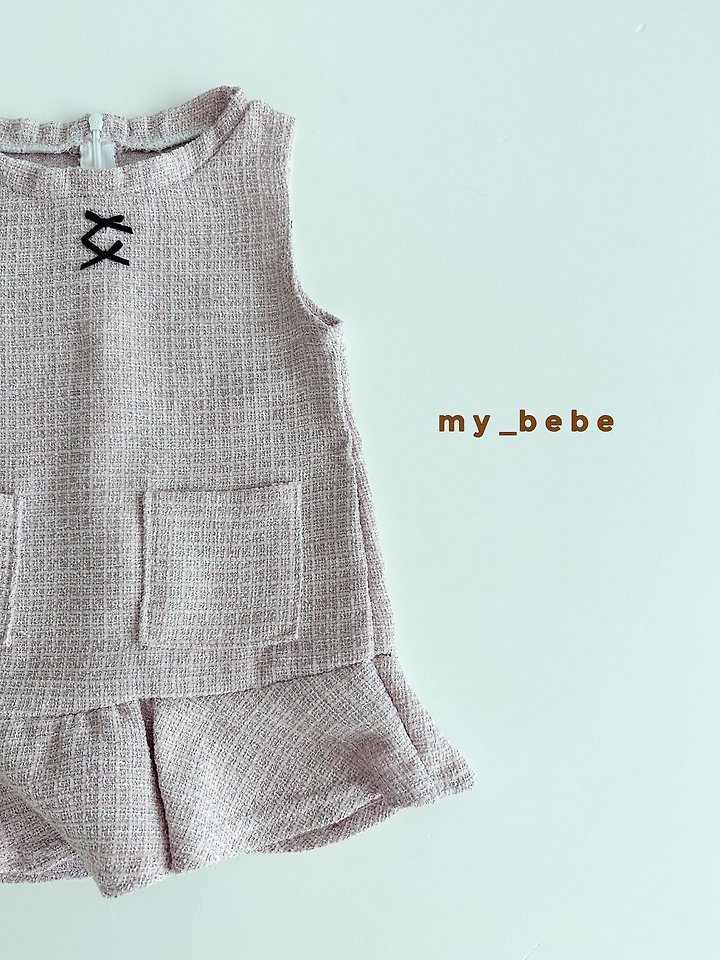 My Bebe - Korean Baby Fashion - #babyoutfit - Ribbon Tweed One-piece - 9