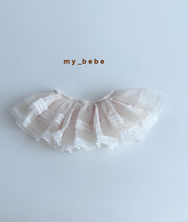 My Bebe - Korean Baby Fashion - #babyoutfit - Raw Denim Mesh Layered Skirt - 7