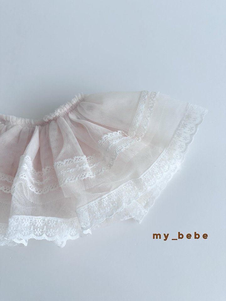 My Bebe - Korean Baby Fashion - #babyoutfit - Raw Denim Mesh Layered Skirt - 8