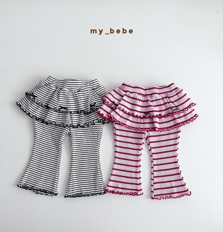 My Bebe - Korean Baby Fashion - #babyoutfit - Double Ribbon Tiered Pants - 4