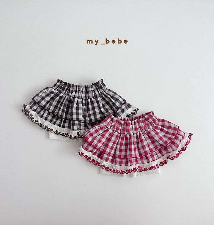 My Bebe - Korean Baby Fashion - #babywear - Check Tiered Skirt