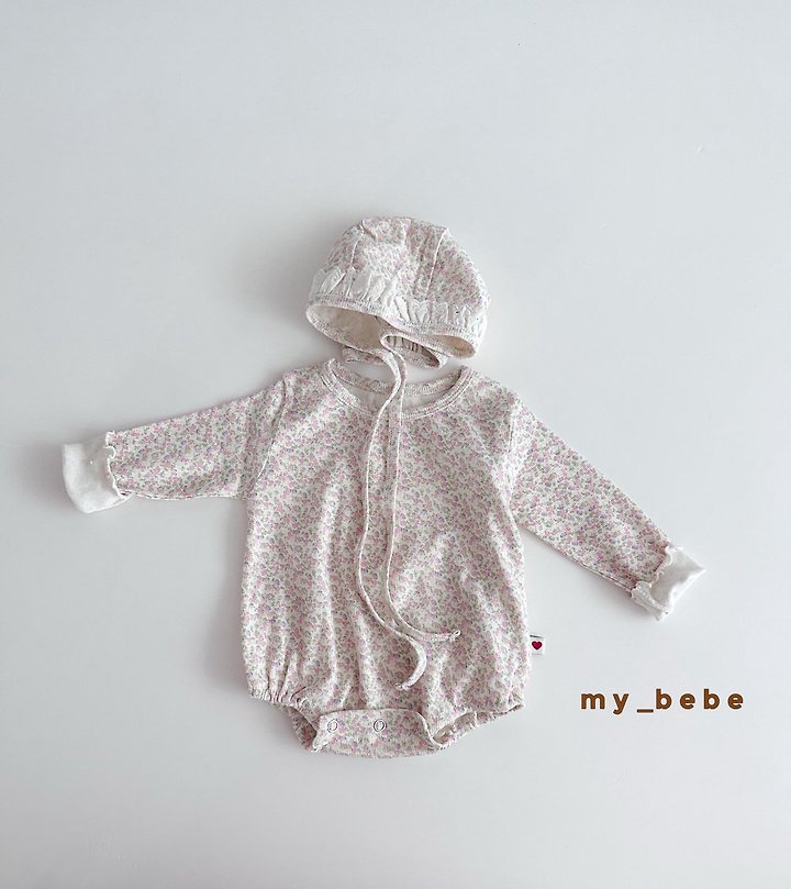 My Bebe - Korean Baby Fashion - #babywear - Floral Suit Set (Bonnet Set) - 12