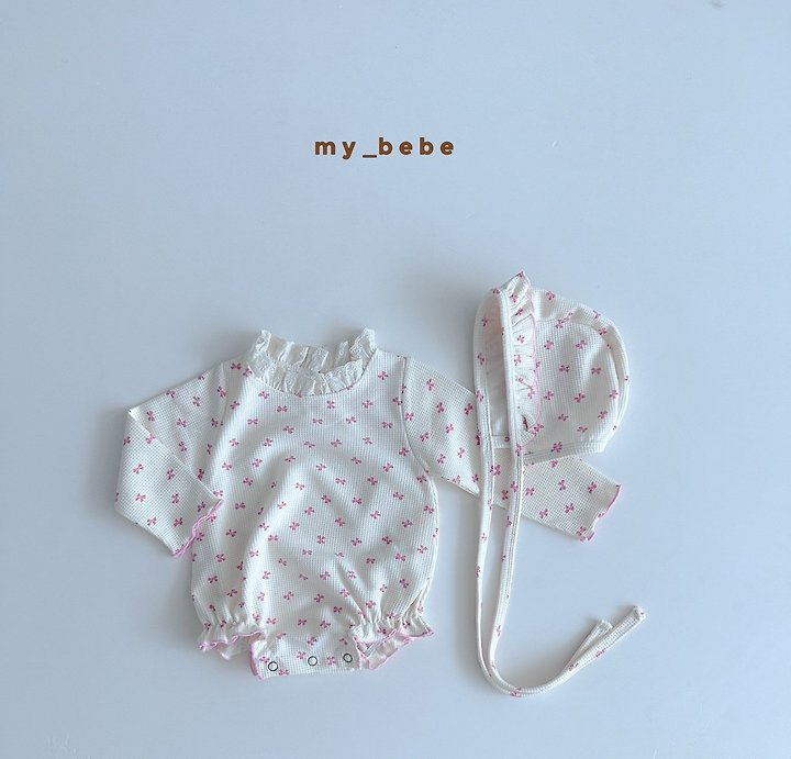 My Bebe - Korean Baby Fashion - #babywear - Waffle Lace Suit (Bonnet Set) - 10