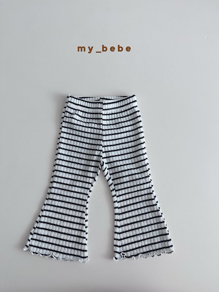 My Bebe - Korean Baby Fashion - #babywear - Stripe Wave Bootcut Pants - 6