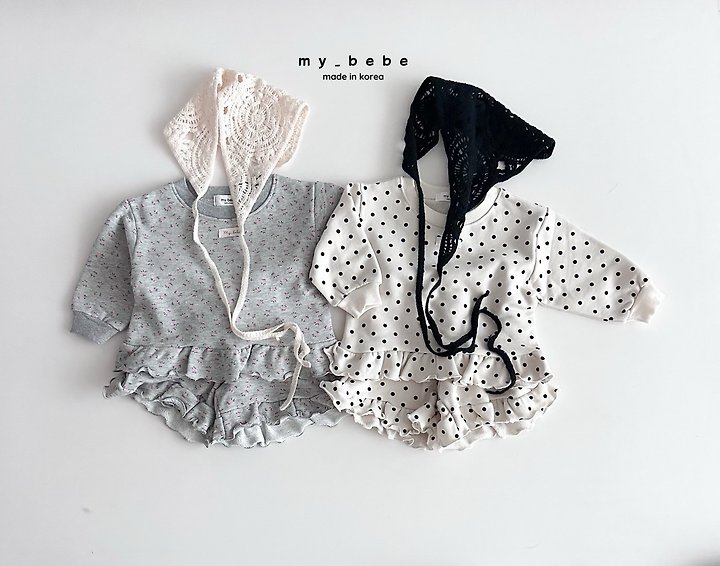 My Bebe - Korean Baby Fashion - #onlinebabyboutique - Soft French Terry Frill Set (Sweatshirt + Pants)