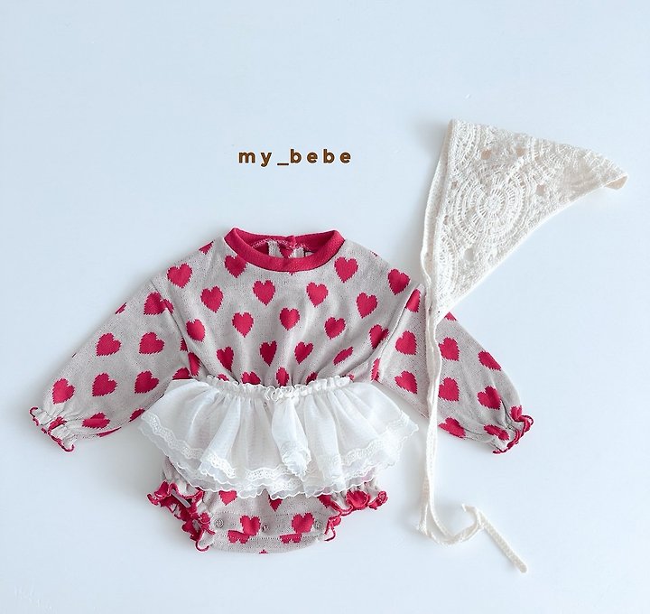 My Bebe - Korean Baby Fashion - #onlinebabyboutique - Heart Banded Suit - 9