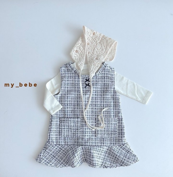My Bebe - Korean Baby Fashion - #onlinebabyboutique - Ribbon Tweed One-piece - 11