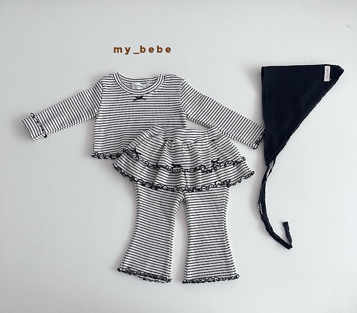 My Bebe - Korean Baby Fashion - #onlinebabyshop - Double Ribbon Tiered Pants - 6