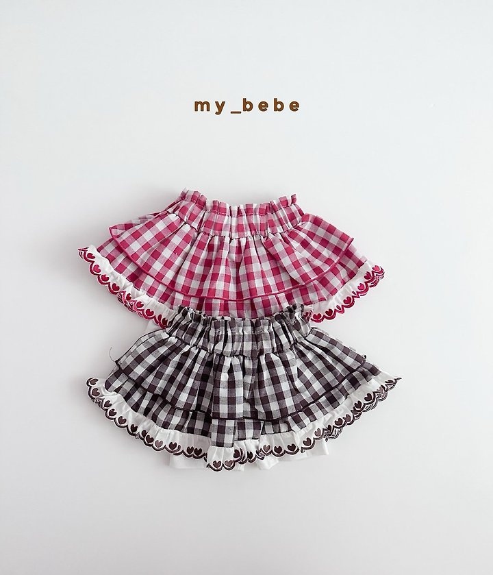My Bebe - Korean Baby Fashion - #onlinebabyshop - Check Tiered Skirt - 3