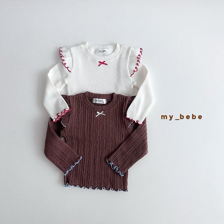 My Bebe - Korean Baby Fashion - #onlinebabyshop - Autumn Double Ruffle Tee - 2