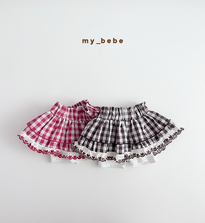 My Bebe - Korean Baby Fashion - #onlinebabyshop - Check Tiered Skirt - 4