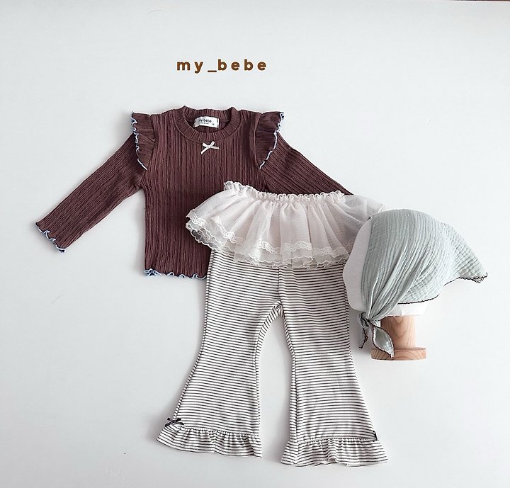 My Bebe - Korean Baby Fashion - #smilingbaby - Seam Frill Bootcut Pants - 8