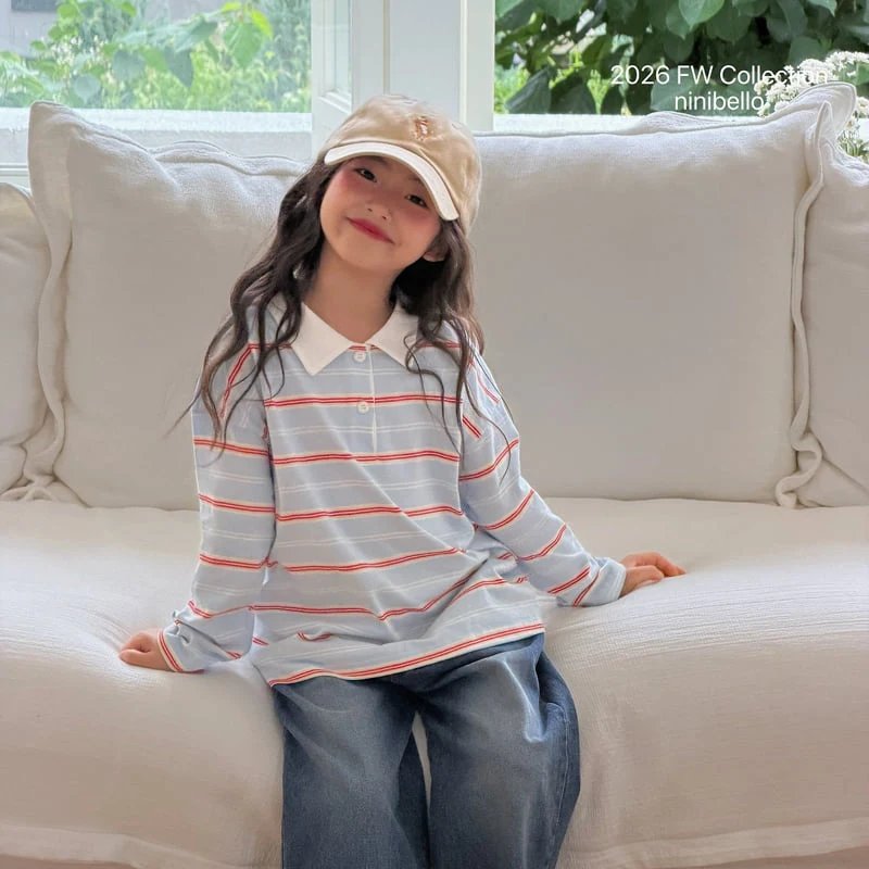 Ninibello - Korean Children Fashion - #kidsstore - Milky Stripe Collar Tee - 6