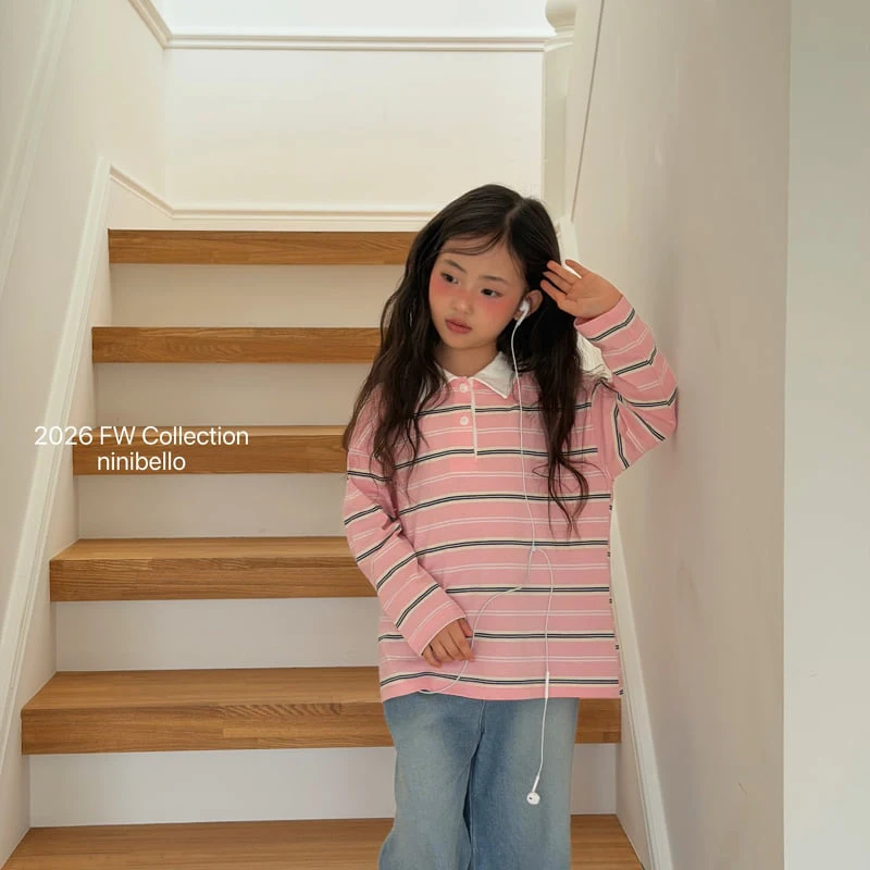 Ninibello - Korean Children Fashion - #magicofchildhood - Milky Stripe Collar Tee - 10