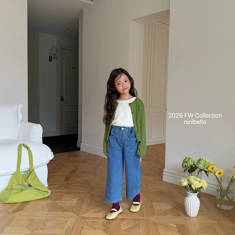 Ninibello - Korean Children Fashion - #prettylittlegirls - Penny Pocket Denim Pants - 5