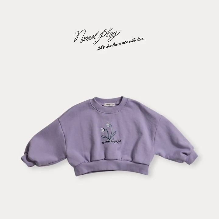 Normalplay - Korean Baby Fashion - #babyboutique - Double Flower Embroidered Crop Sweatshirt - 3