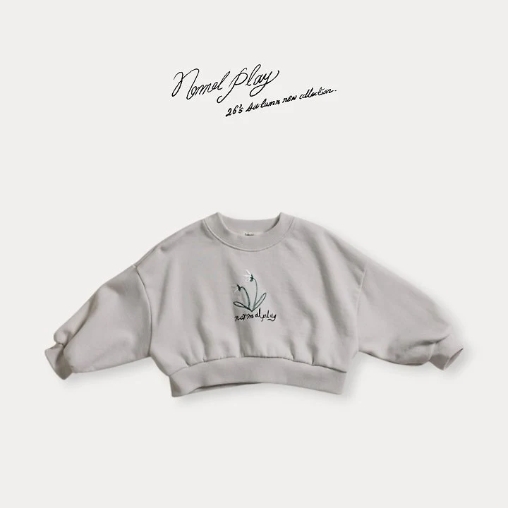 Normalplay - Korean Baby Fashion - #babyboutique - Double Flower Embroidered Crop Sweatshirt - 4