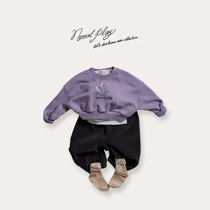 Normalplay - Korean Baby Fashion - #babyfever - Double Flower Embroidered Crop Sweatshirt - 7