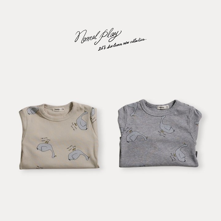 Normalplay - Korean Baby Fashion - #babyfever - Normal Duck Ribbed Tee - 5