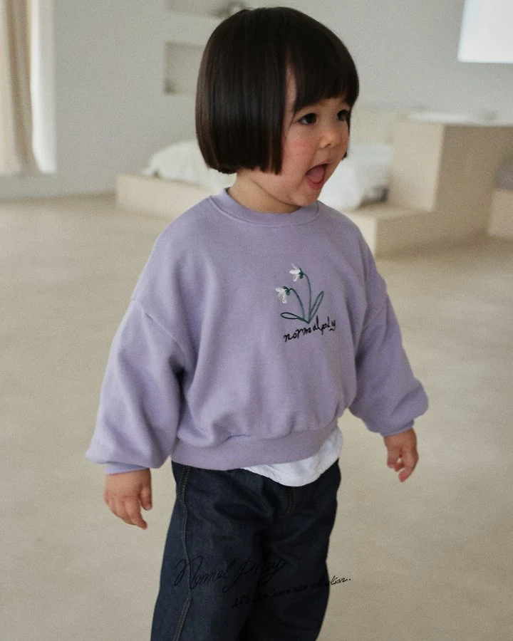 Normalplay - Korean Baby Fashion - #babygirlfashion - Double Flower Embroidered Crop Sweatshirt - 8