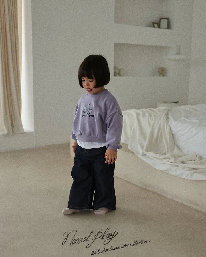 Normalplay - Korean Baby Fashion - #babyootd - Double Flower Embroidered Crop Sweatshirt - 11