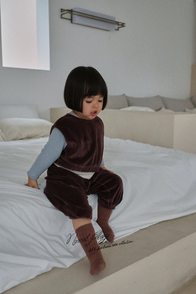 Normalplay - Korean Baby Fashion - #babyoutfit - Velour Crop Vest - 8