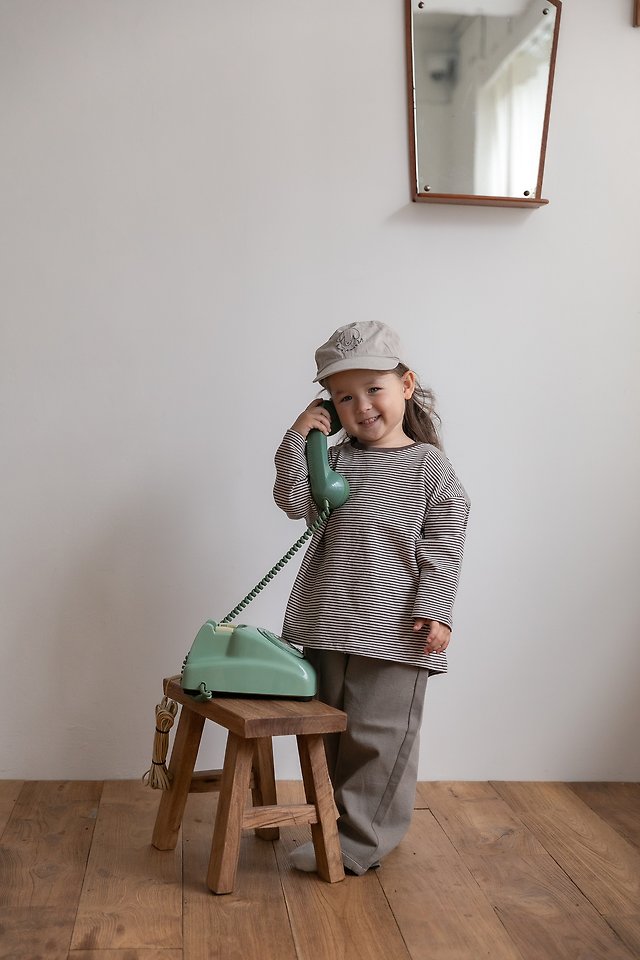 Oatmeal - Korean Children Fashion - #Kfashion4kids - Pretzel Stripe Round Neck Tee - 11