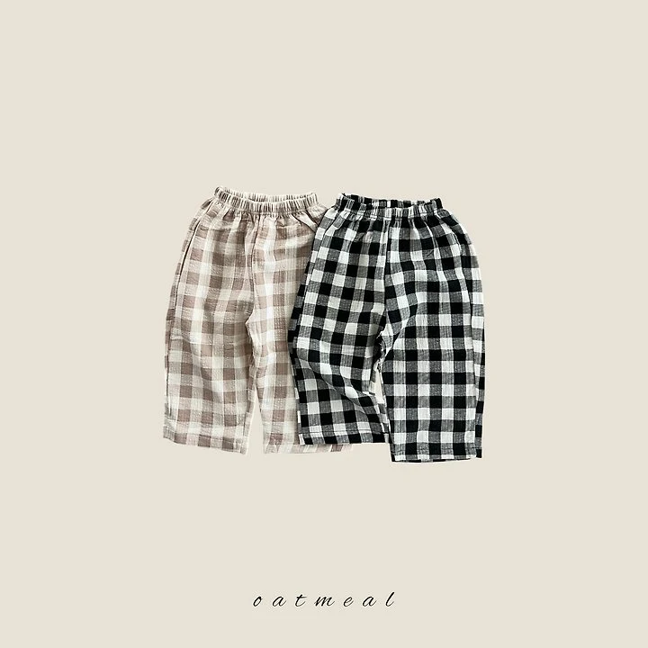 Oatmeal - Korean Children Fashion - #Kfashion4kids - Check Pants