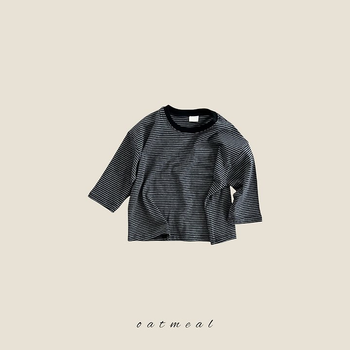 Oatmeal - Korean Children Fashion - #childofig - Pretzel Stripe Round Neck Tee - 3