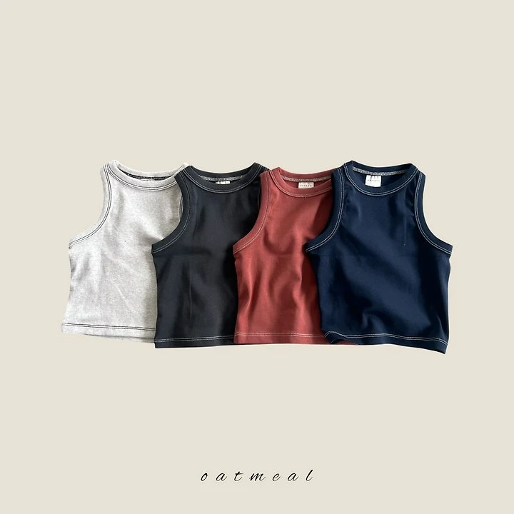 Oatmeal - Korean Children Fashion - #childofig - Stitch Sleeveless Top