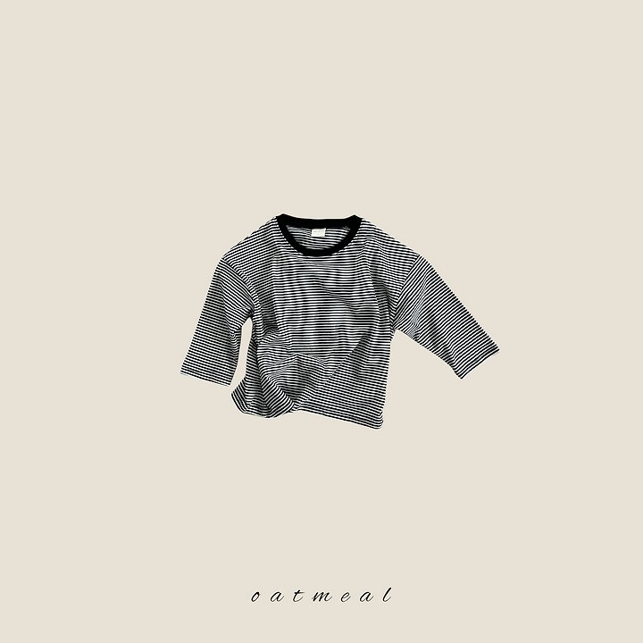 Oatmeal - Korean Children Fashion - #childofig - Pretzel Stripe Round Neck Tee - 4
