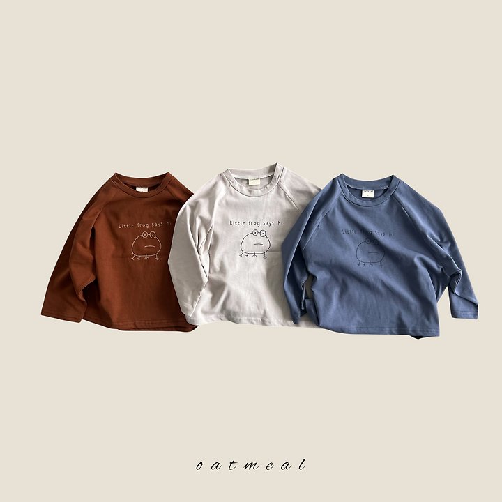 Oatmeal - Korean Children Fashion - #designkidswear - Frog Raglan Tee