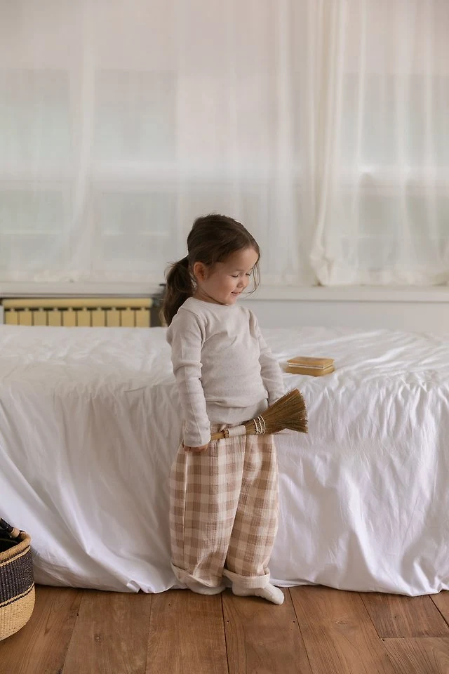 Oatmeal - Korean Children Fashion - #designkidswear - Check Pants - 9