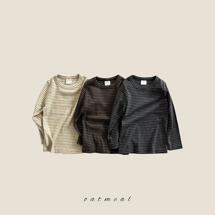 Oatmeal - Korean Children Fashion - #designkidswear - High Stripe Slim Tee